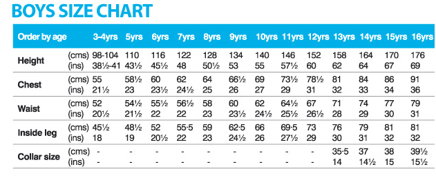 lacoste boys size chart