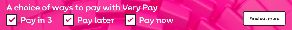 Very Pay - A choice of ways to pay. Pay in 3. Pay later. Pay now. Find out more.